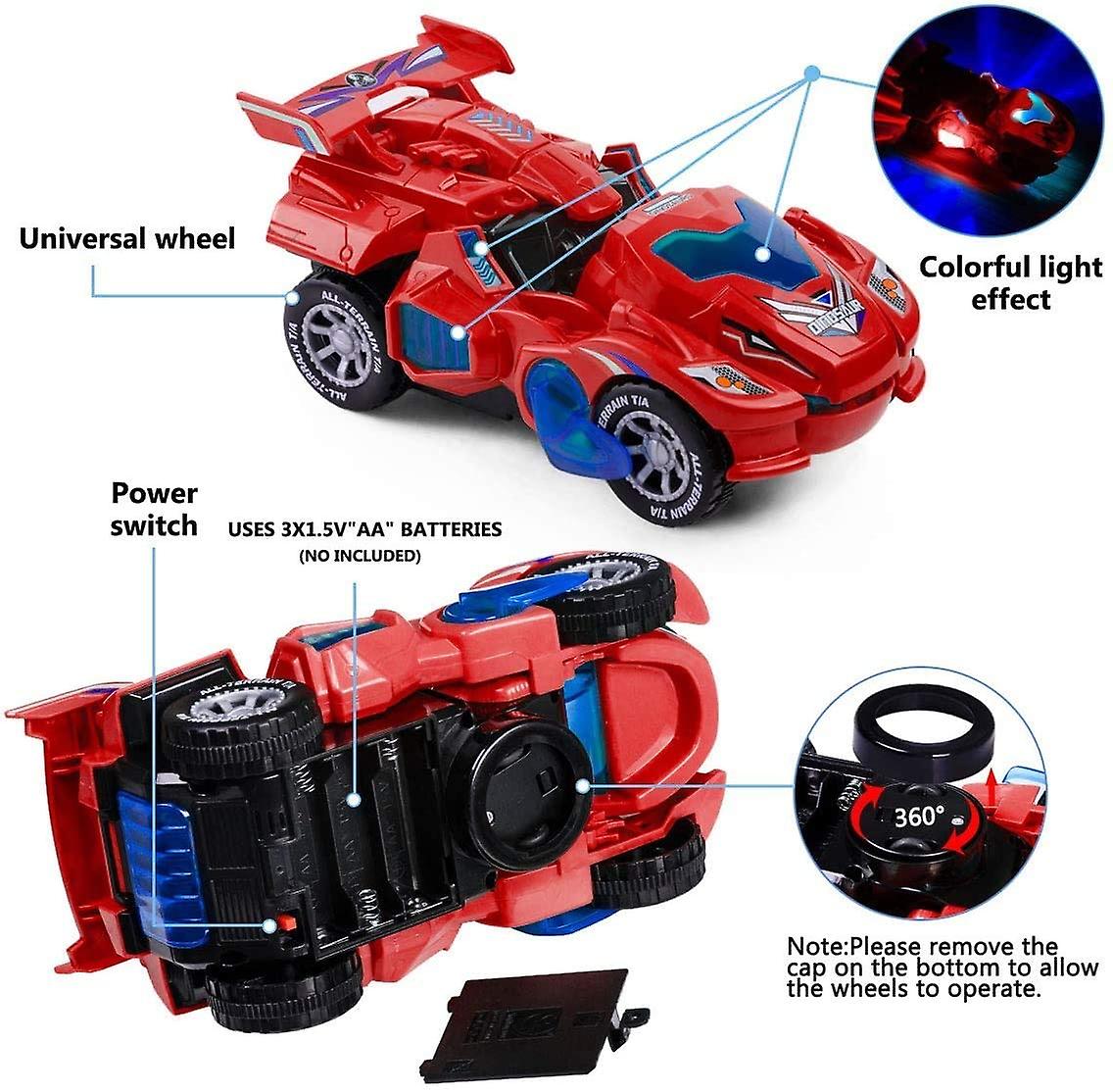 Transforming Toy  Automatic Transforming Dinosaur Car With Led And Flashing Light For Boys And Girls Aged 3+