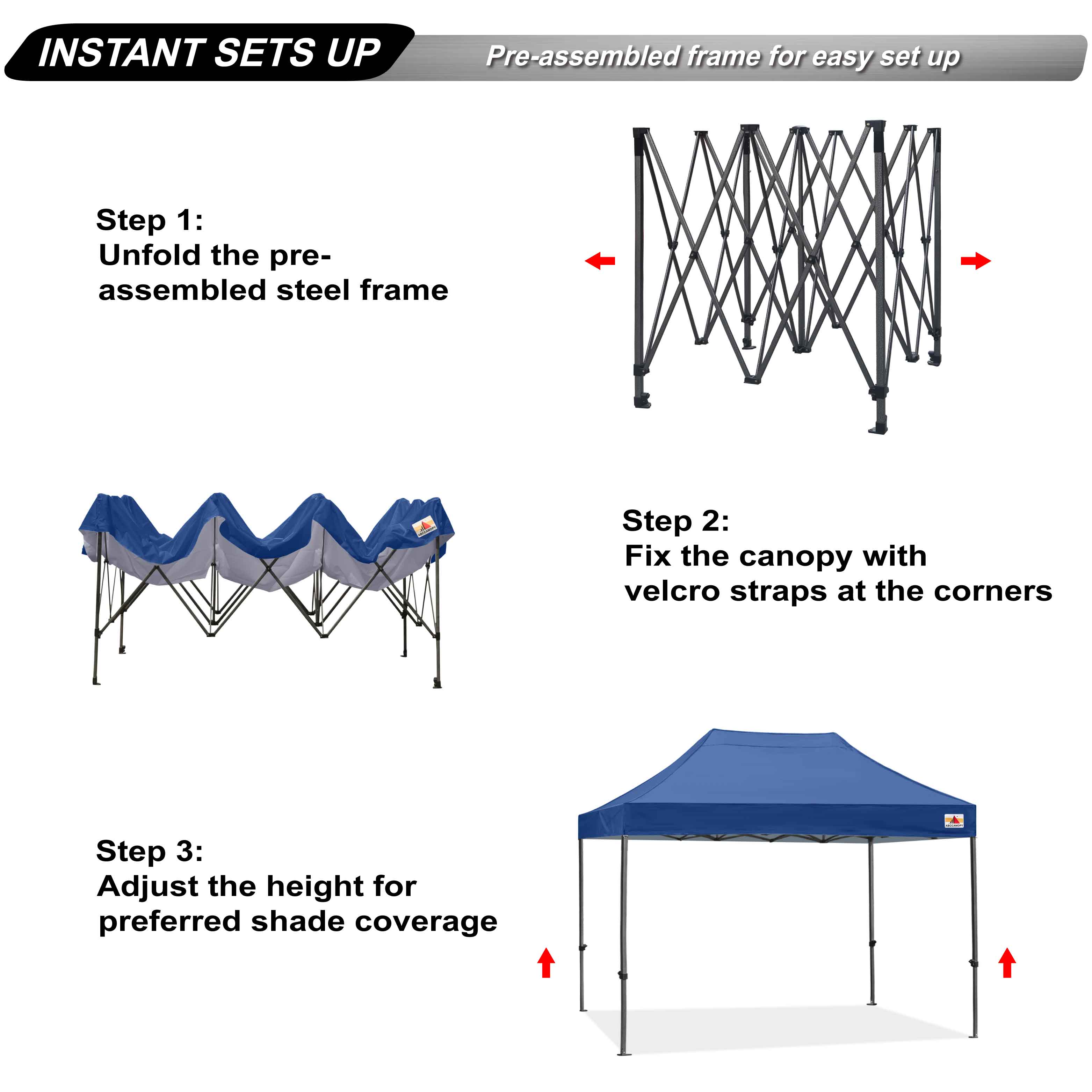 ABCCANOPY 10ft x 10ft Sturdy Instant Shelter Metal Outdoor Pop up Canopy，NavyBlue