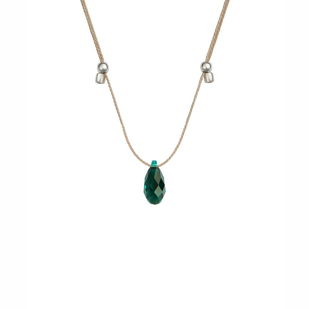 &Livy  Hyevibe Crystal Silk Slider Necklace in Emerald