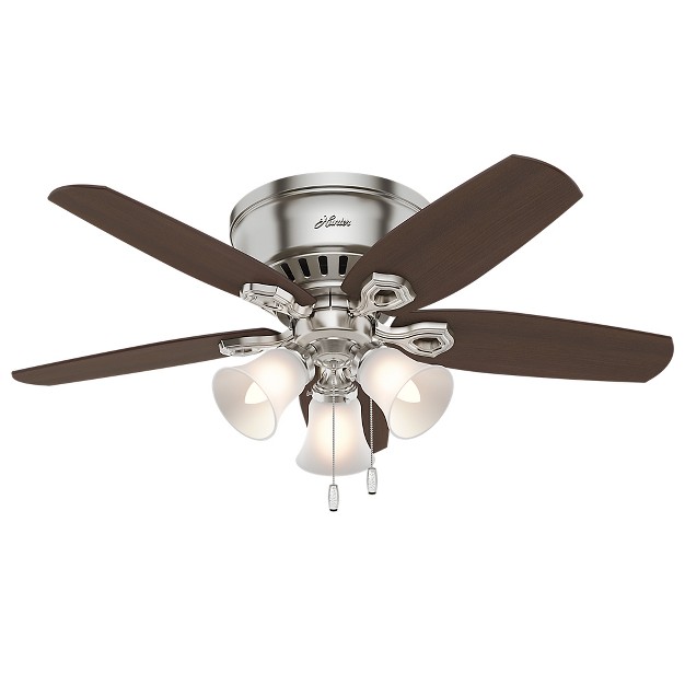 Builder Low Profile Ceiling Fan includes Led Light Bulb Hunter Fan