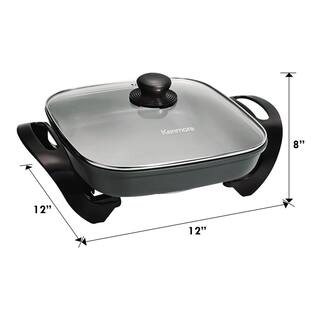 KENMORE 144 sq. in. Black and Gray Non-Stick Electric Skillet with Tempered Glass Lid KKSK12Grey