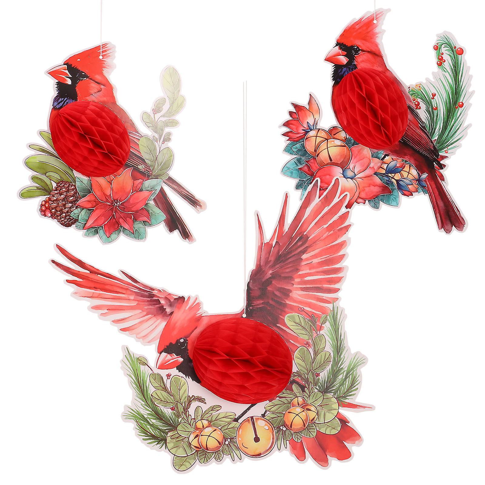 3pcs Hanging Bird Ornaments Honeycomb Bird Pendants Tree Pendant Festival Decoration For Wall Ceiling