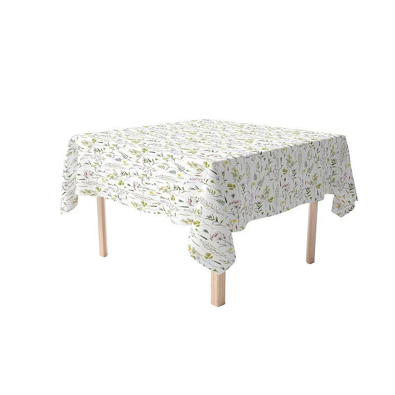 Square Tablecloth， 100% Polyester， 54x54， Botanical Stripe