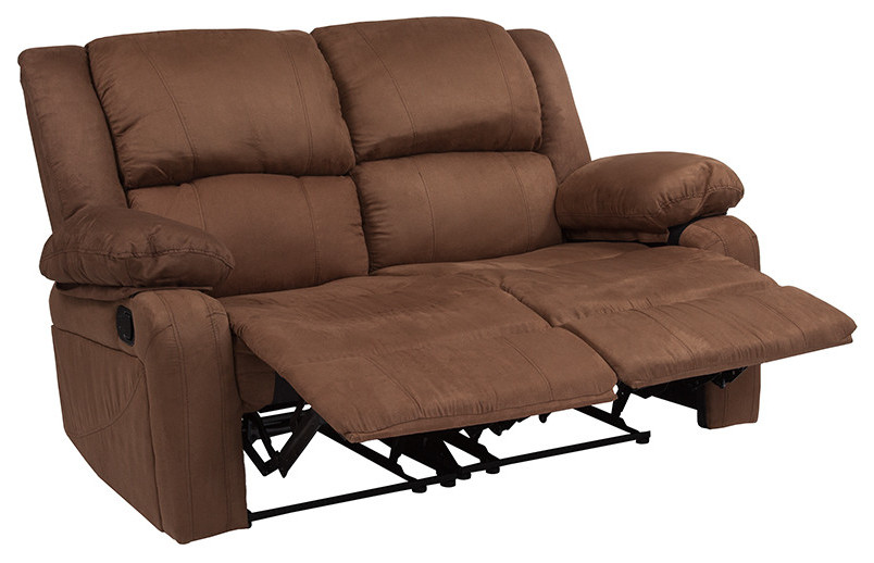 Harmony Series Chocolate Brown Microfiber Loveseat with Two Built In Recliners   Contemporary   Loveseats   by Beyond Design  ampMore  Houzz