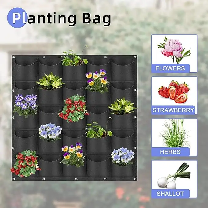 Pockets Garden Supplies 4/ 7/ 9/ 12 /18 /36/ 64 Pocket Wall Felt Fabric Hanging Planter Vertical Garden Grow Bags