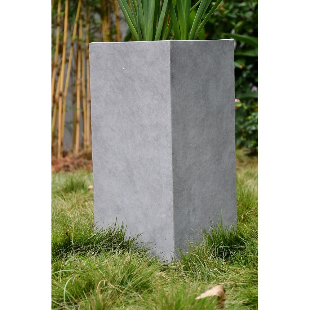 Kante Lightweight Tall Square Outdoor Planter  28 Inch Tall  Concrete   14\