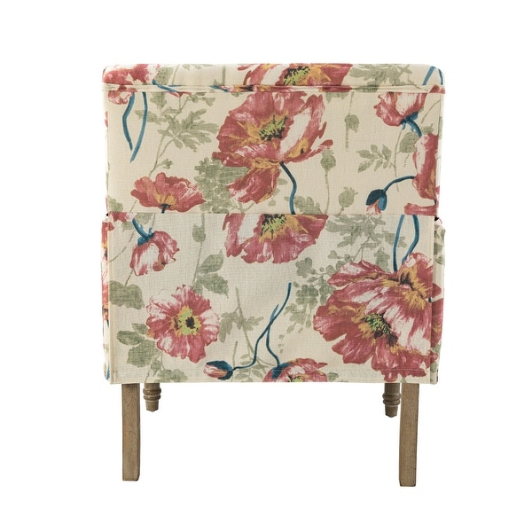 Geltrude Traditional Floral Fabric Design Upholstered Accent Armchair with Nailhead Trim Set of 2 by HULALA HOME