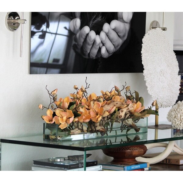 Casa Moderna glass plate planter with magnolias