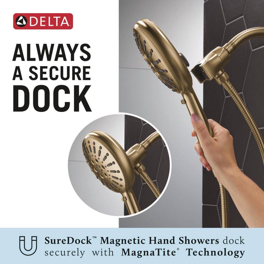 Delta 7-Spray Patterns 1.75 GPM 6.19 in. Wall Mount Handheld Shower Head with SureDock Magnetic in Lumicoat Champagne Bronze 54910-CZ-PR-PK