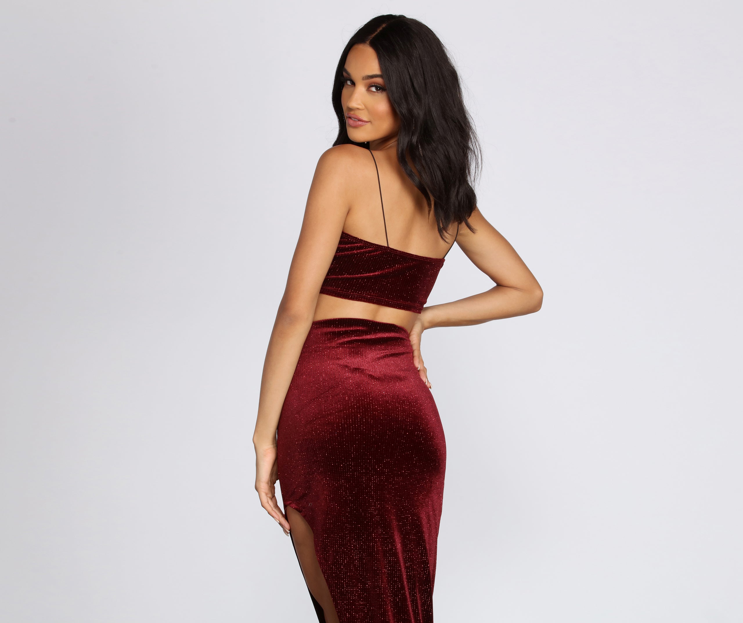 Irresistible Velvet Shimmer Crop Top