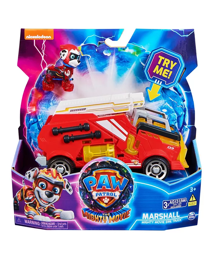 PAW Patrol The Mighty Movie  Firetruck Toy with Marshall Mighty Pups Action Figure