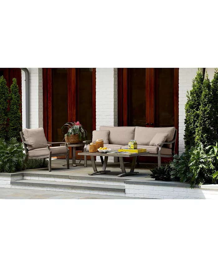 Agio Tara Aluminum Outdoor 4-Pc. Seating Set (1 Sofa 2 Rocker Chairs and 1 Coffee Table)