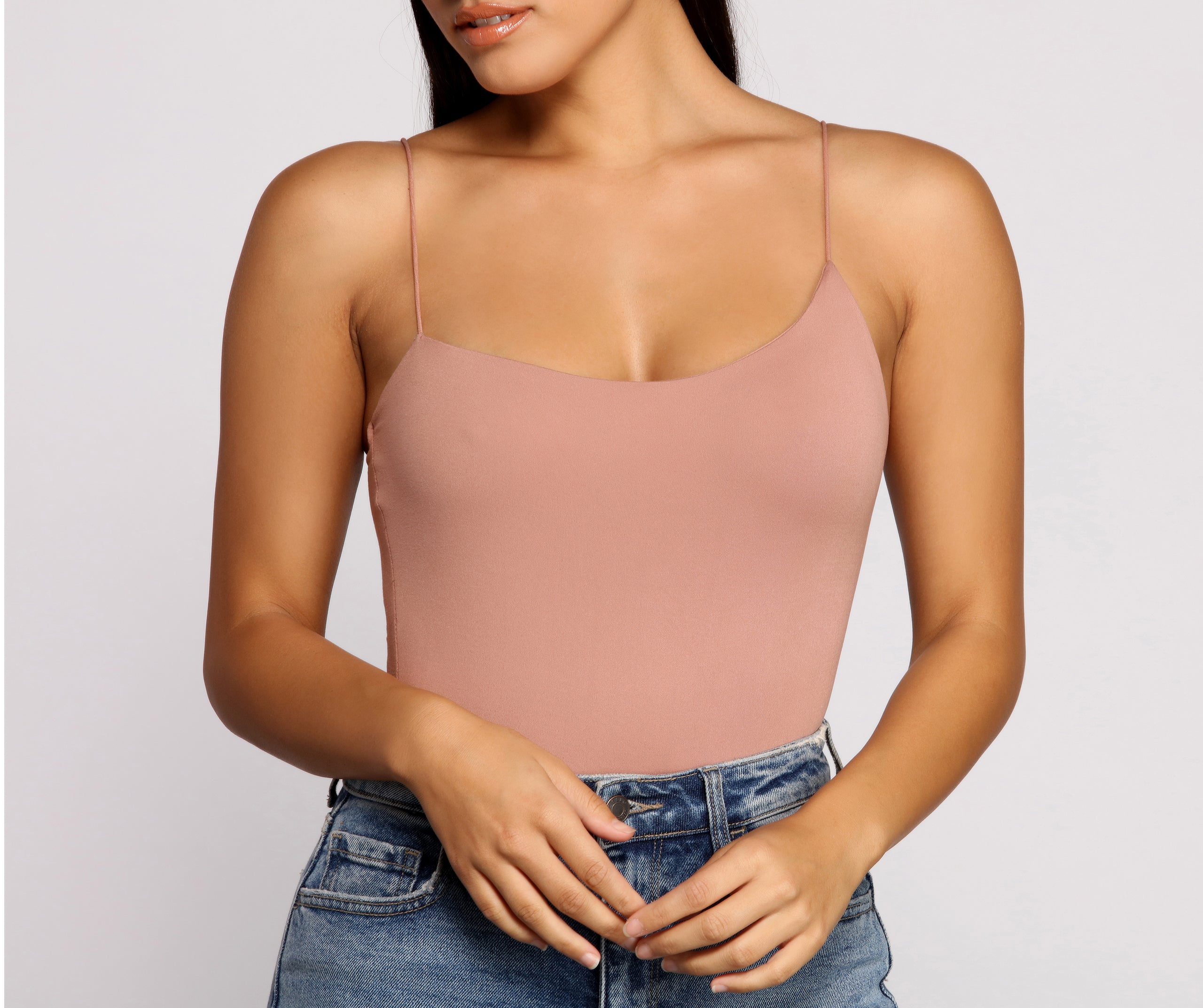 Keeping Knit Basic Asymmetrical Strap Bodysuit