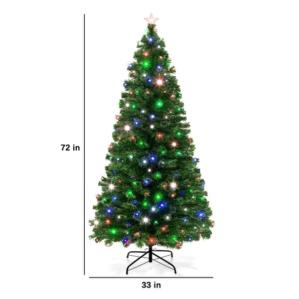 PreLit Fiber Optic Pine Christmas Tree w/ Multicolor and LED Lights