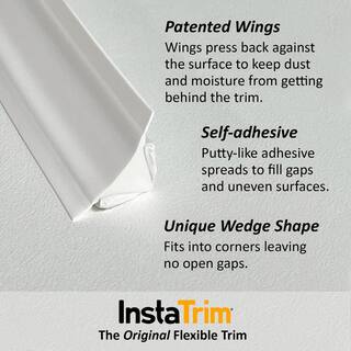 InstaTrim 12 in. x 20 ft. Dk Brown PVC Self-Adhesive Flexible Caulk Trim Molding and Applicator Tool 0520-DBR-AP