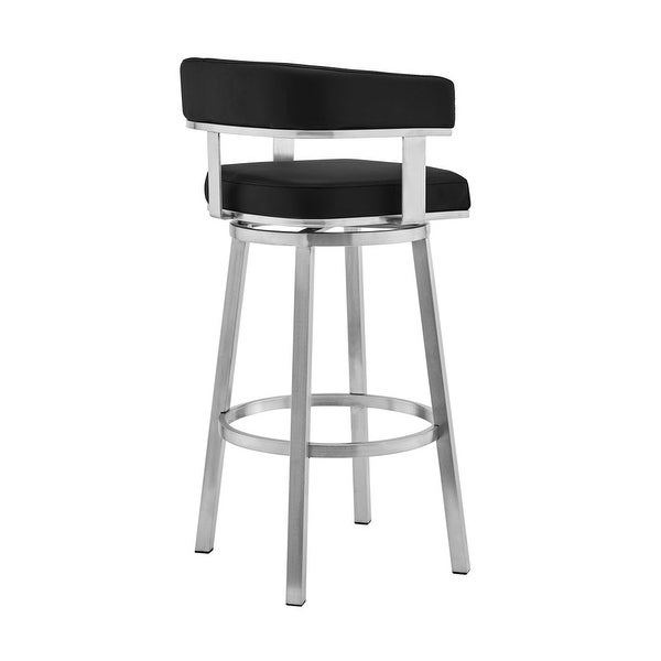 Sez 26 Inch Modern Swivel Counter Stool Arm Chair， Backrest， Steel - 34 H x 22 W x 20 L Inches