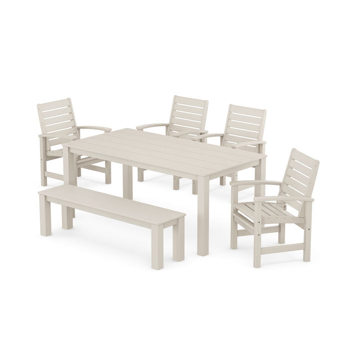 Polywood Signature 6-Piece Parsons Dining Set with Bench PWS2345-1