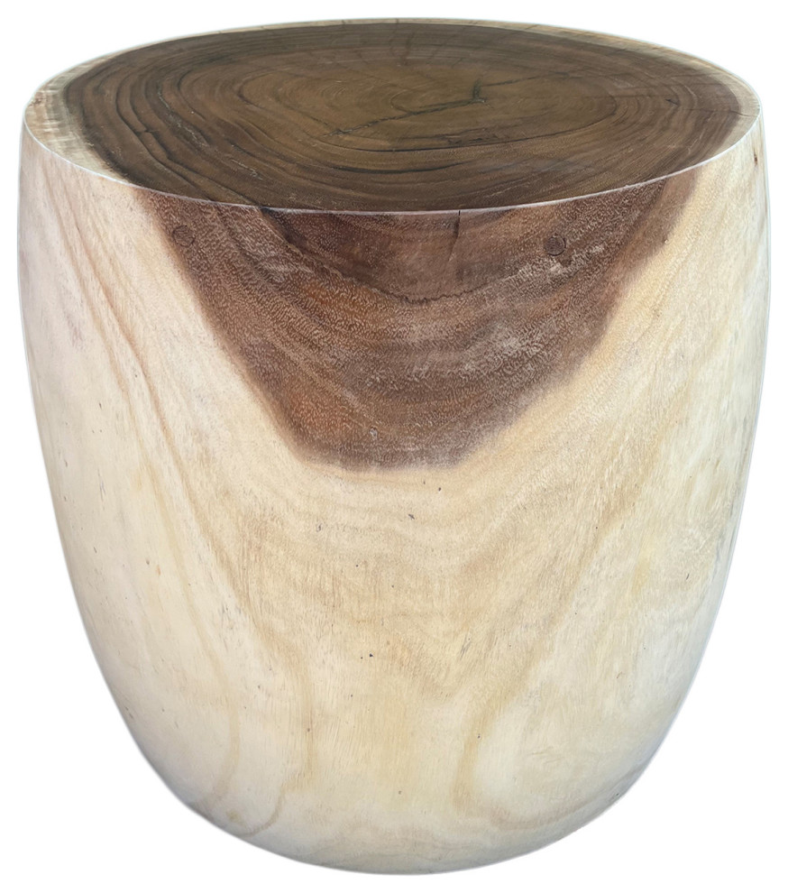 Monkey Pod Drum Stool Table 4   Rustic   Side Tables And End Tables   by Design Mix Furniture  Houzz