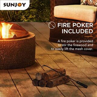 Sunjoy Normandie Stone 26 in. Round Steel Wood Burning Firepit A301016300