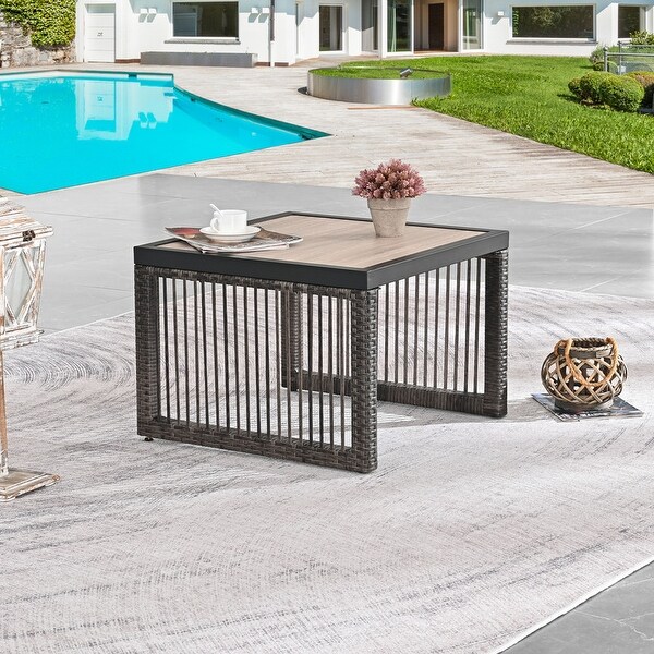 Patio Festival Wicker Metal Side End Coffee Table