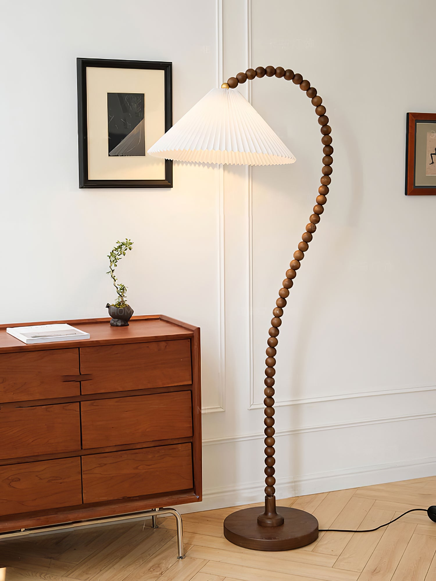 Wooden Bead Floor Lamp