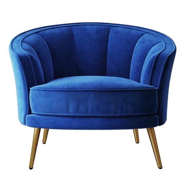 Modern Velvet Tub Barrel Leisure Accent Chair with Steel Legs