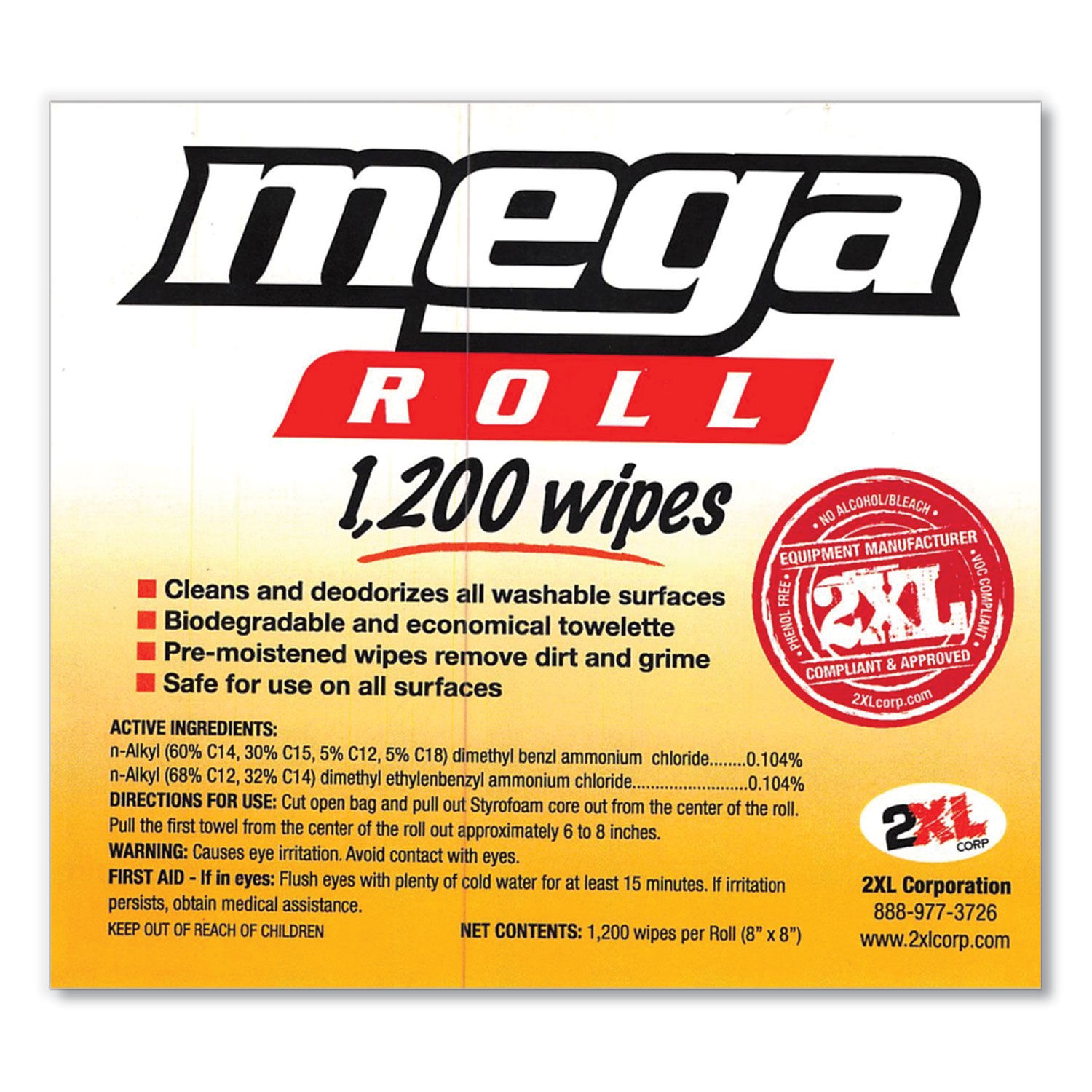 Gym Wipes Mega Roll Refill by 2XL TXLL420