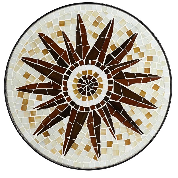 Wide Brown Sunburst Mosaic Tabletop For Front Porch Patio House