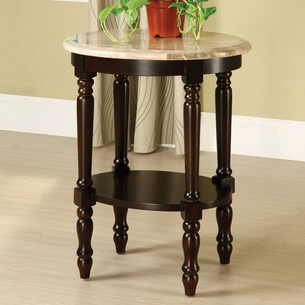 Wooden Oval End Table in Dark Cherry