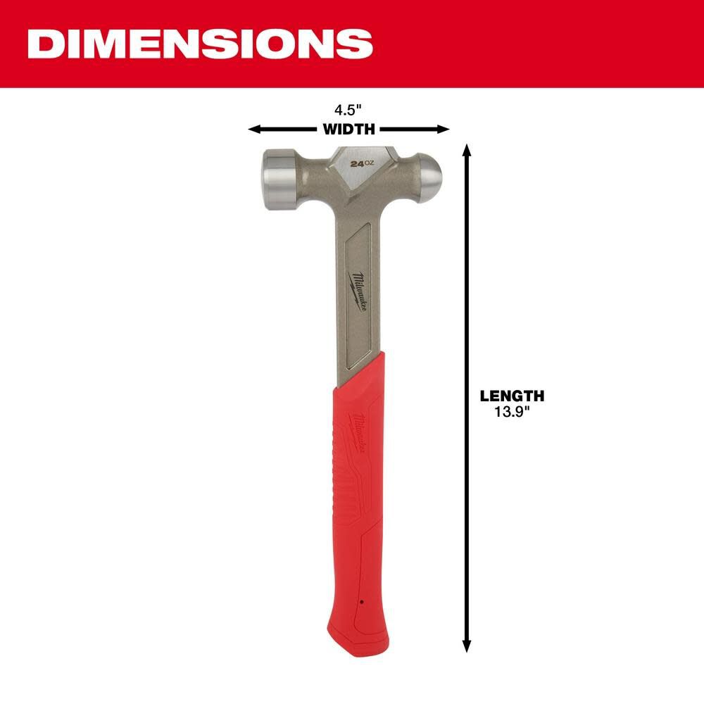 Milwaukee 24oz Steel Ball Peen Hammer 48-22-9131 from Milwaukee