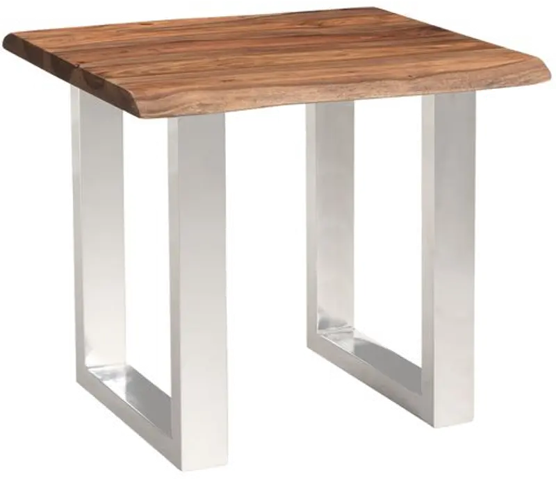 Dunstan Live Edge End Table with Chrome Legs