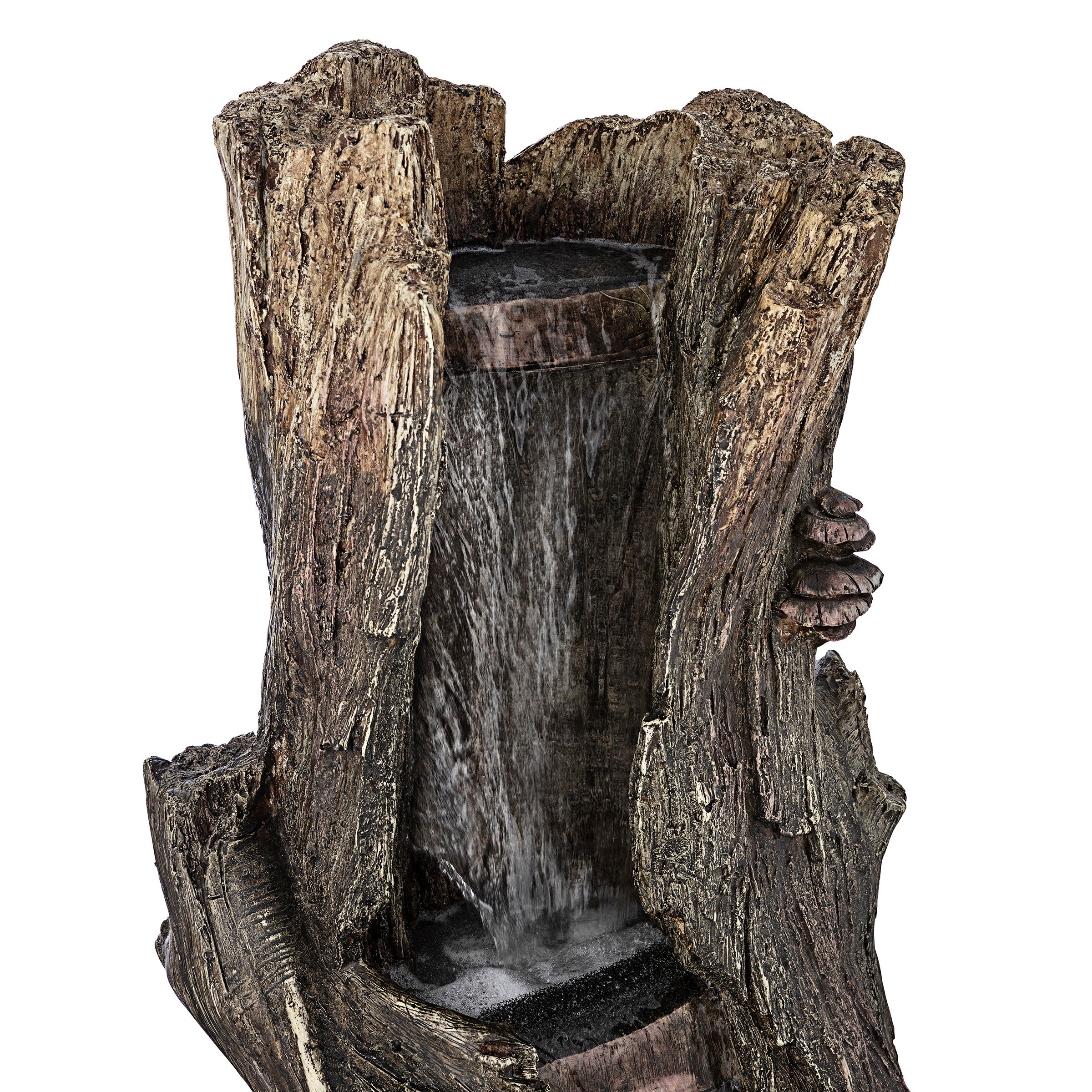 Alpine Corporation Outdoor 3-Tier Tree Trunk Water Fountain with LED Lights