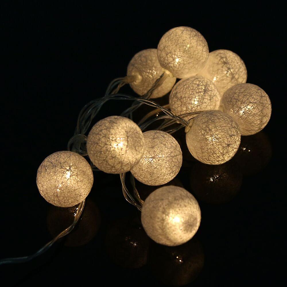 Bz162 Globes 10 Led Cotton Ball String Light Indoor Outdoor Home Wedding Fairy Party Holiday Decoration  White 1