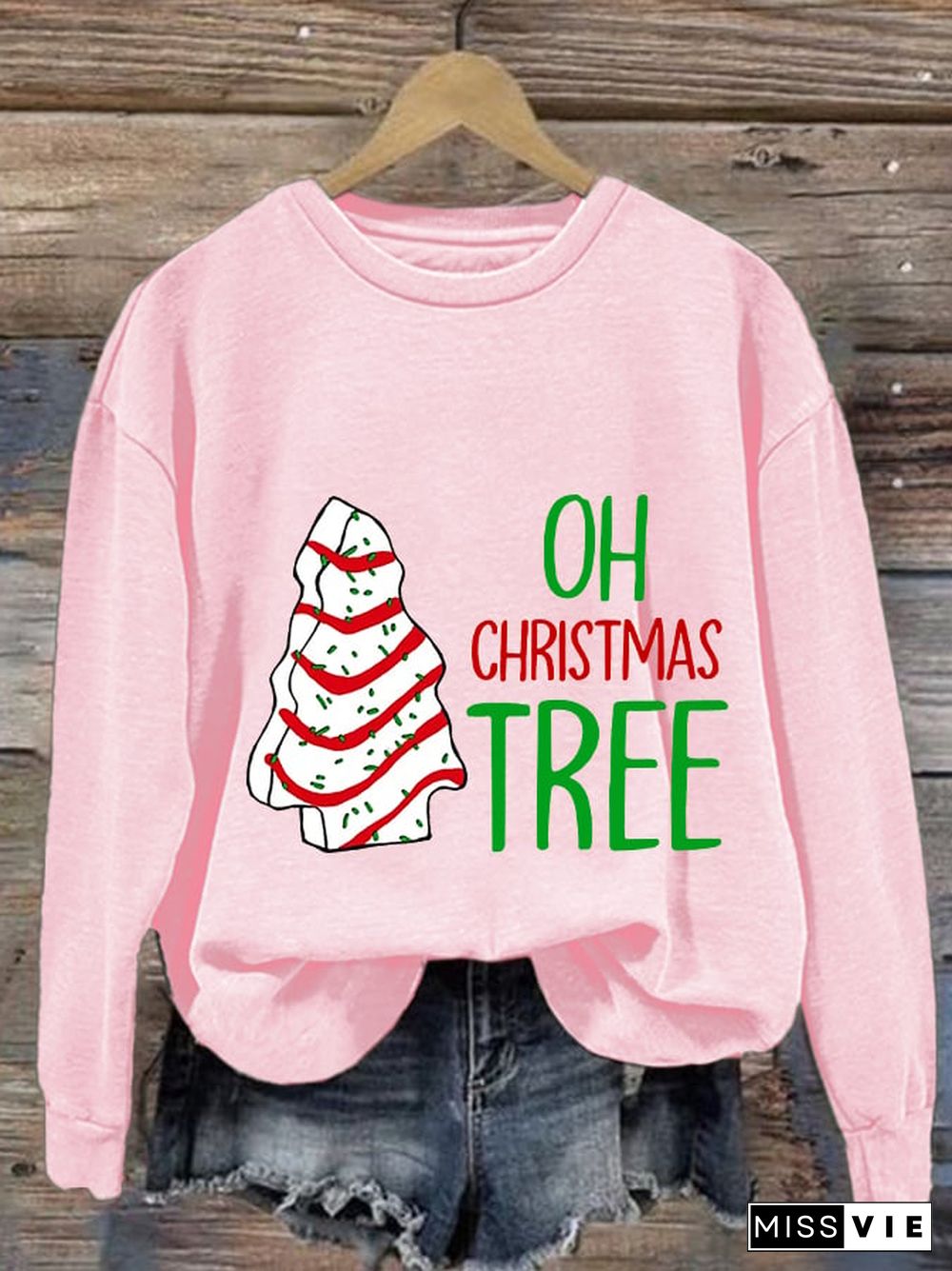 Women's Oh Christmas Tree Print Casual Sweatshirt