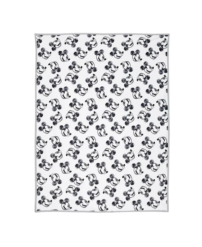 Lambs and Ivy Disney Baby MICKEY MOUSE Baby Blanket - Blue White Minky Jersey