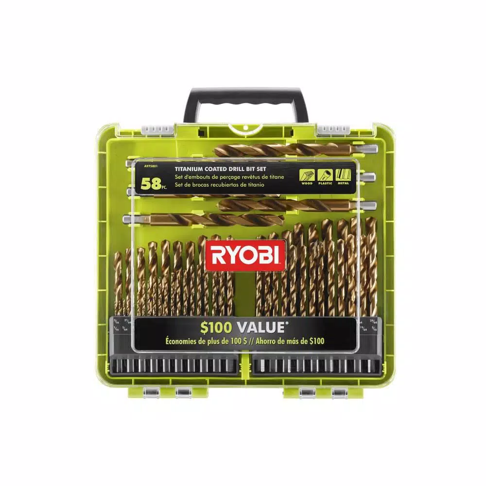 RYOBI Titanium Coated Drill Bit Set (58-Piece) and#8211; XDC Depot