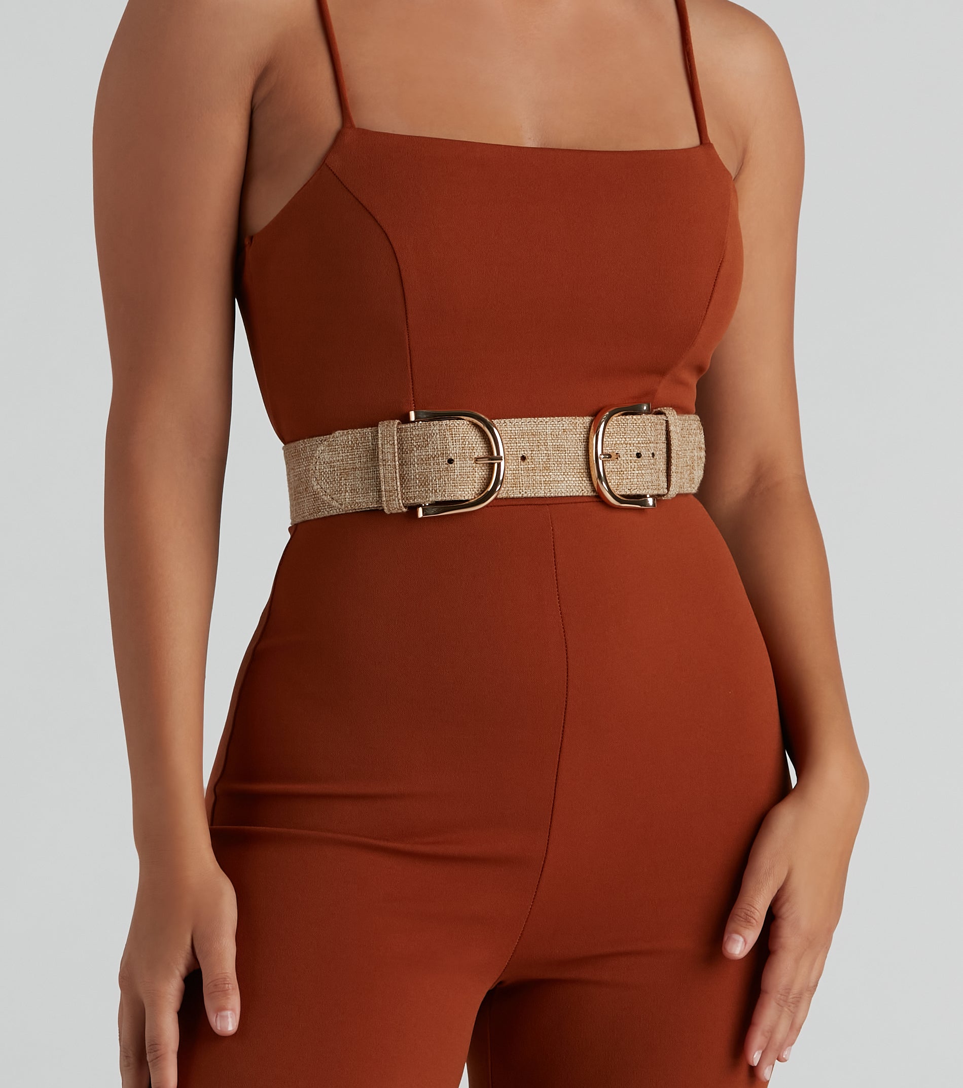 Sunrise Cute Straw Dual Buckle Belt