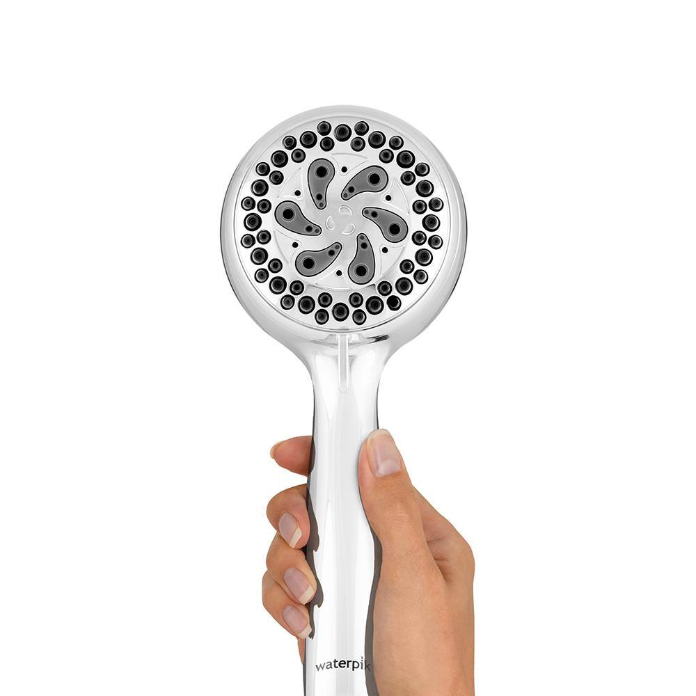 Waterpik 6-Spray Pattern with 1.8 GPM 3.3 in. Single Wall Mount Handheld Adjustable Shower Head in Chrome VSA-653E