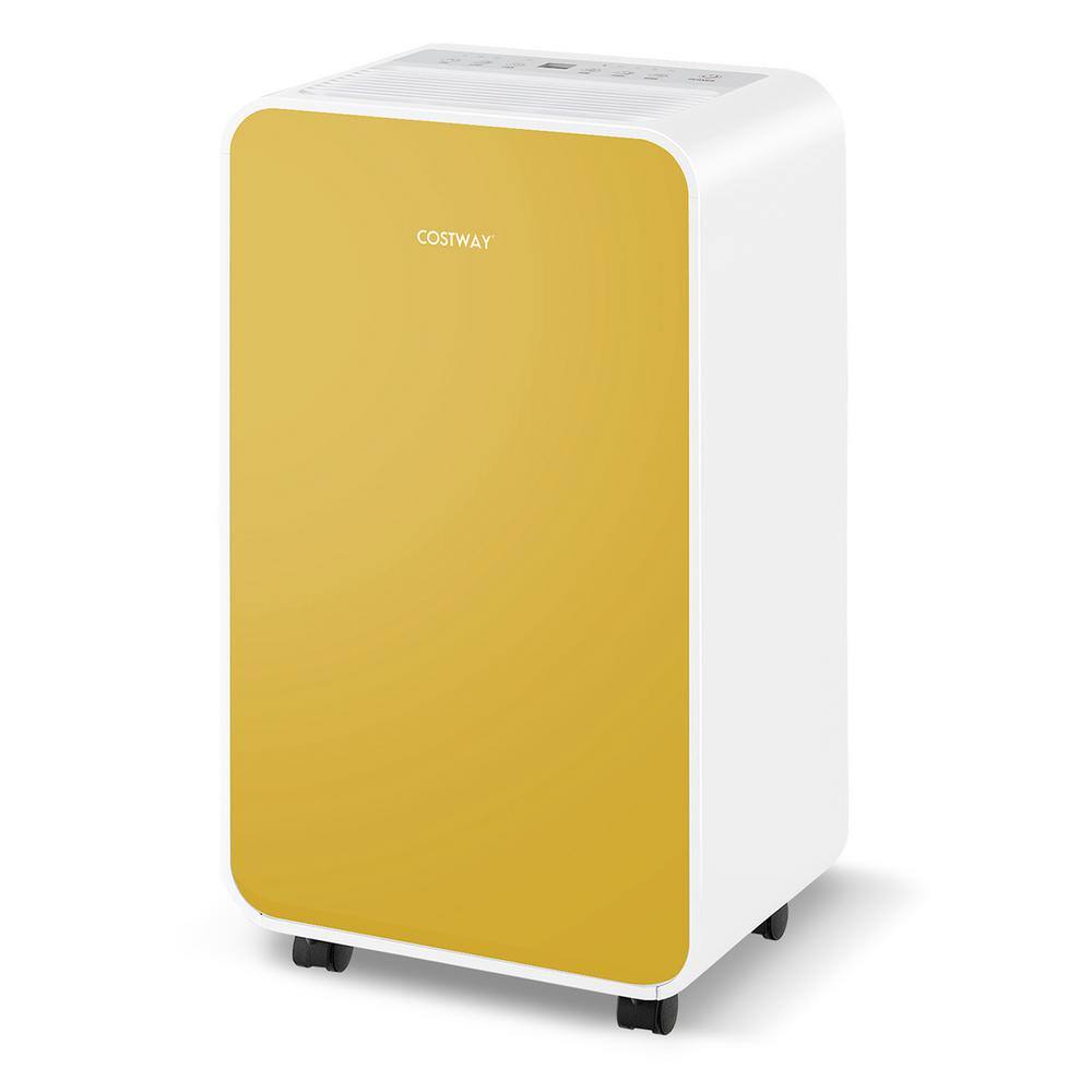 Costway 32 pt. 2500 sq. ft. Dehumidifier for Home Basement 3 Modes Portable in. Whites + Yellow ES10261US-YW