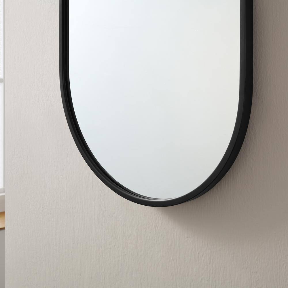 Home Decorators Collection Emmeline 24 in. W x 32 in. H Oval Framed Wall Bathroom Vanity Mirror in Black Emmeline MR-B