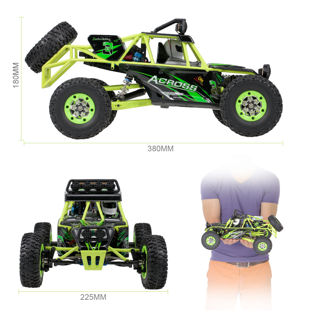 Wltoys 1/12 50km/H High Speed RC Car for Kids/Adult Gift，2.4G 4WD off Road Car，Rock Crawler Cross-Country RC Truck