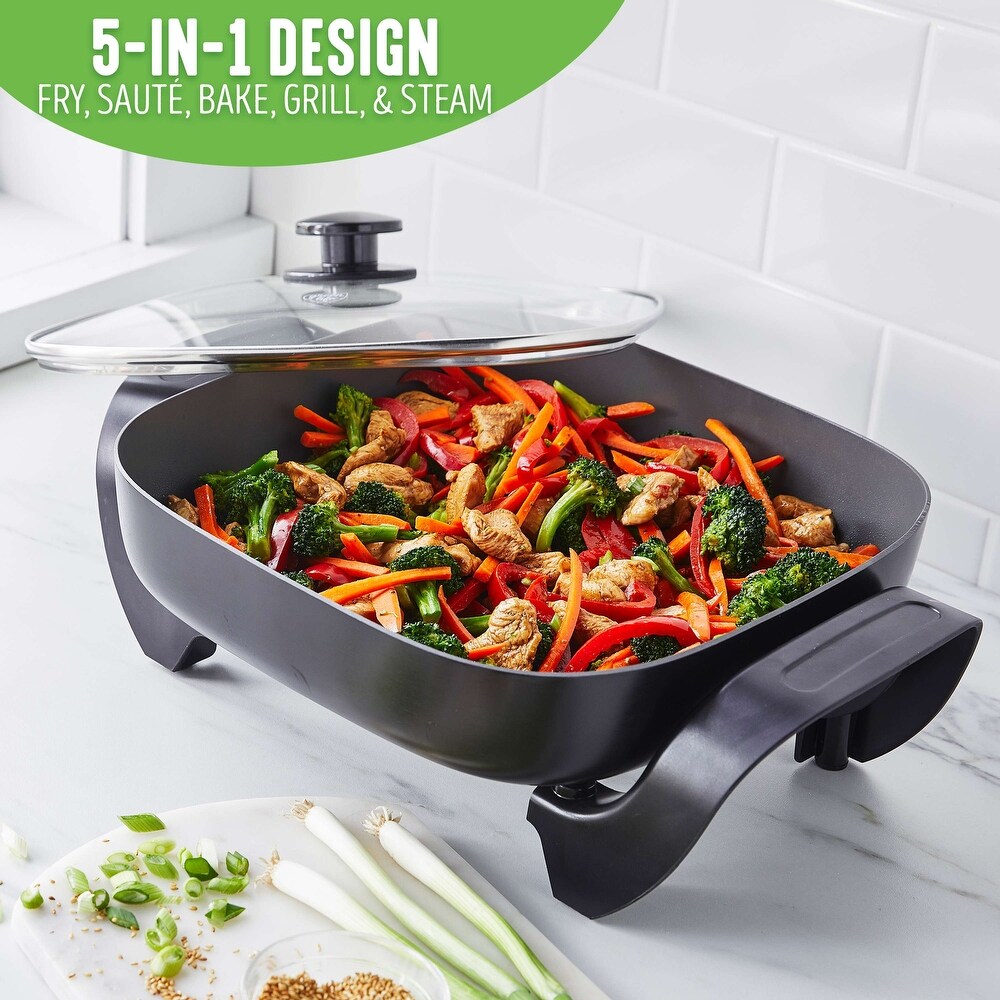 GreenLife Healthy Ceramic Nonstick 5 in 1 Electric Skillet  Black