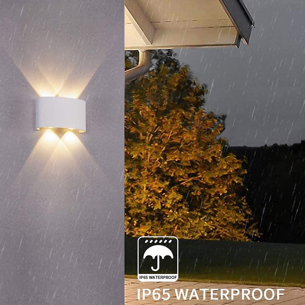 12W 4LEDs Wall Light Outdoor/Indoor Waterproof IP65， Warm White 2800K， Modern Design Up and Down， Ma