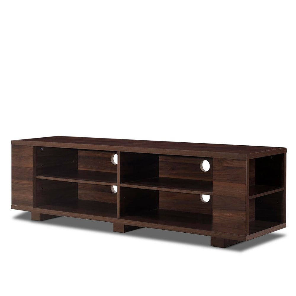 Wood TV Stand Console Storage Entertainment Media Center with Shelf