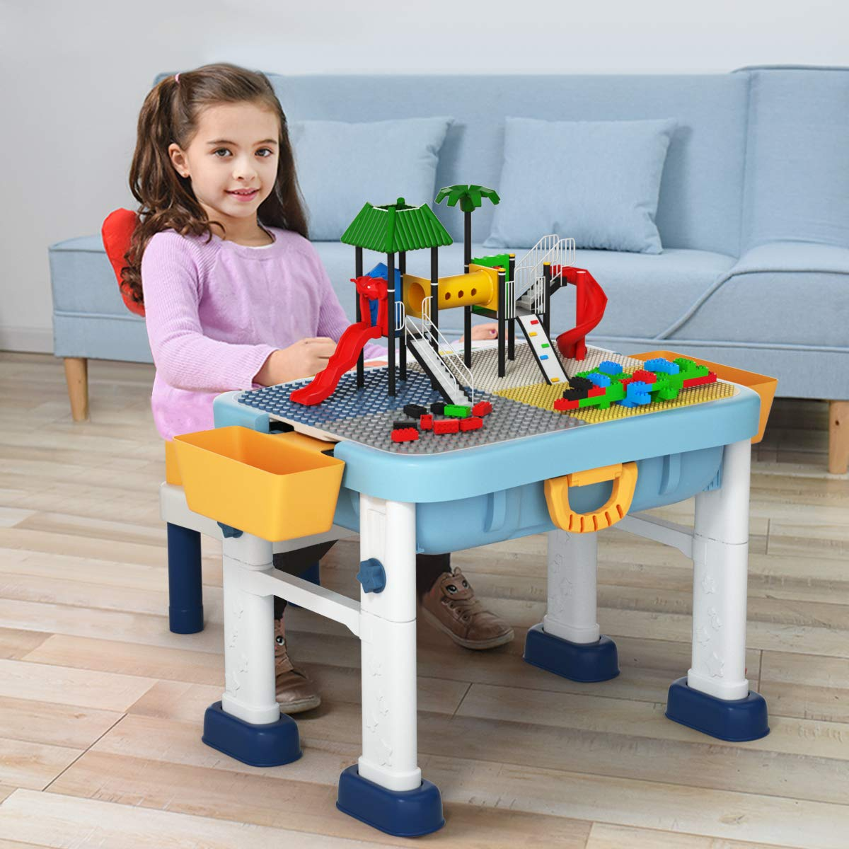 Costzon Kids Table and Chair Set, 7 in 1 Activity Table for Toddlers Drawing