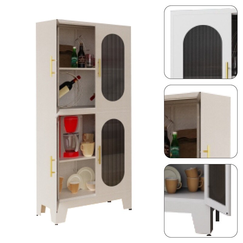 3 Shelves storage cabinet White garage cabinet Metal storage rack