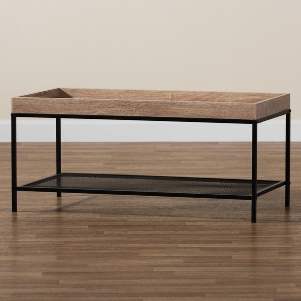 Overton Modern Industrial Oak Brown Finished Wood/ Metal Coffee Table