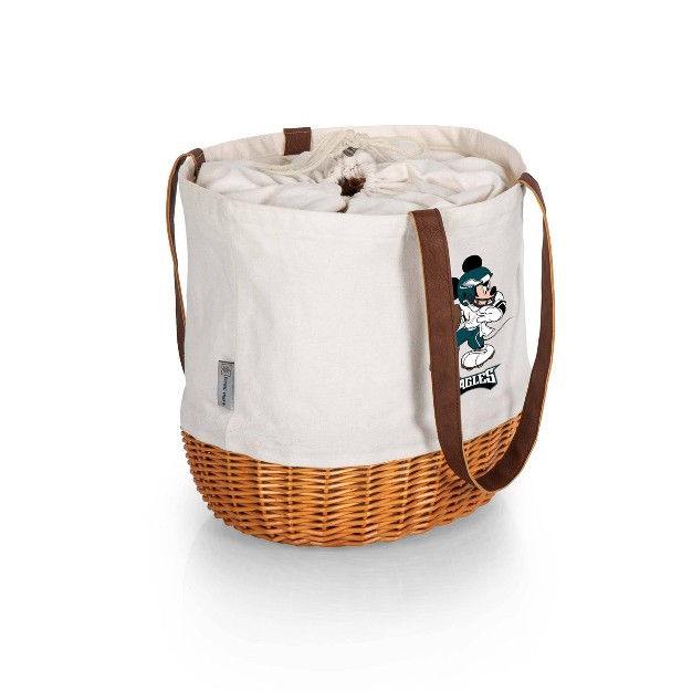 Nfl Philadelphia Eagles Mickey Mouse Coronado Canvas And Willow Basket Tote Beige Canvas