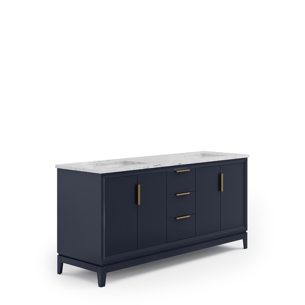 Elizabeth 72 Inch Double Sink Carrara White Marble Vanity