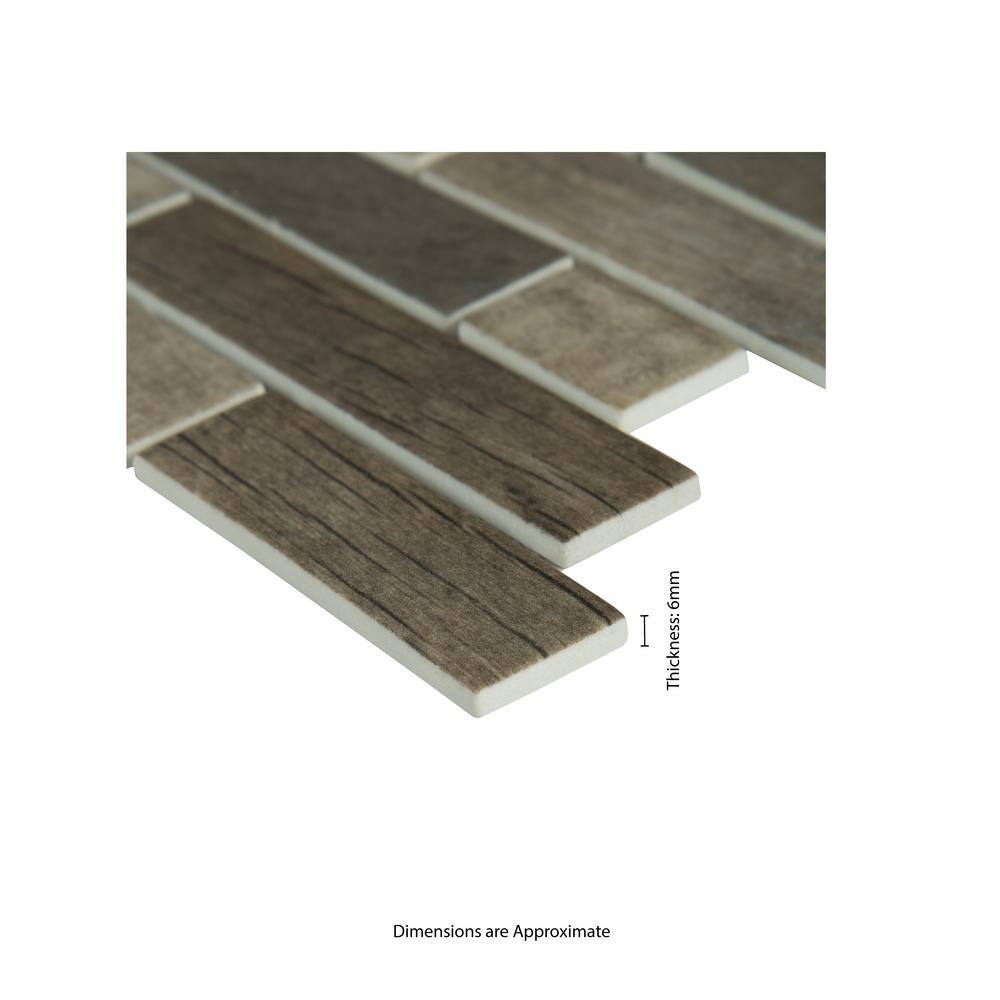 MSI Drfitwood Interlocking 11.63 in. x 13.63 in. Matte Glass Wood Look Floor and Wall Tile (14.55 sq. ft.Case) GLSIL-DRIFT6MM